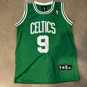 This is a Boston Celtics Rondo Jersey #9 Official NBA jersey